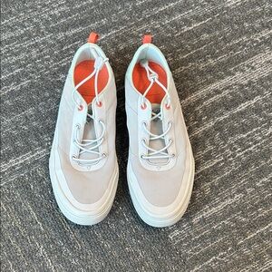Stylish Women's Sneakers in Cream and Orange